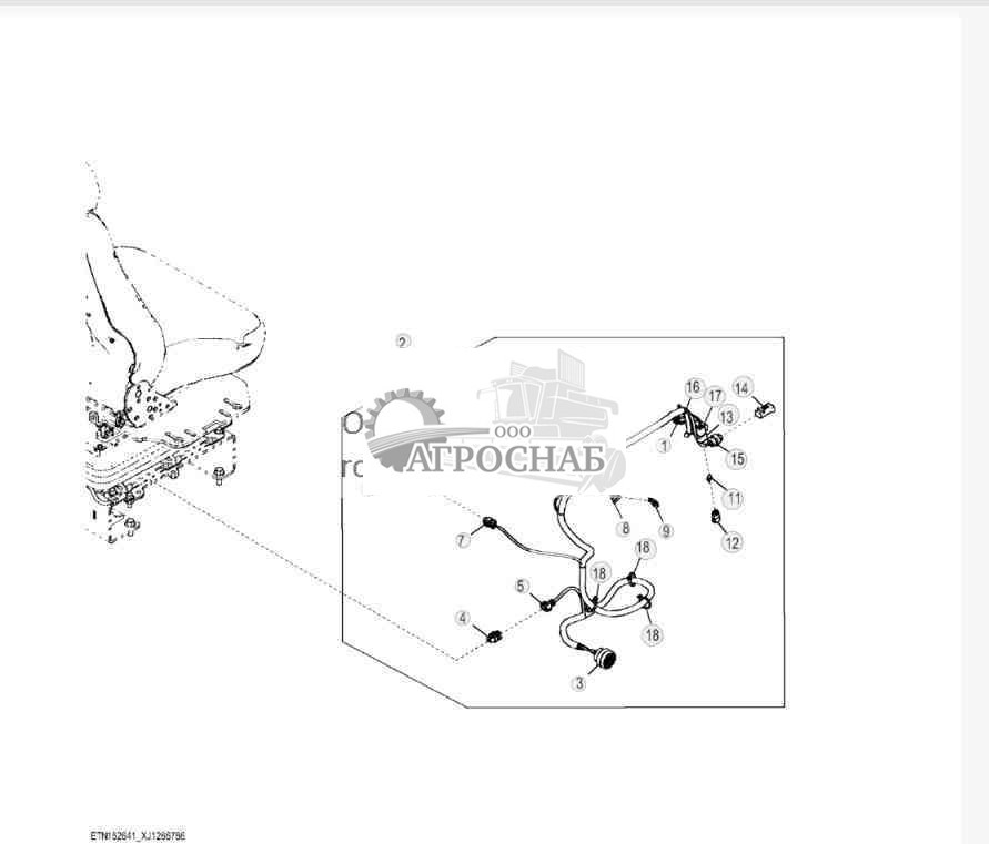 Органы управления стрелойковшом на рукоятке управления, жгут проводов 